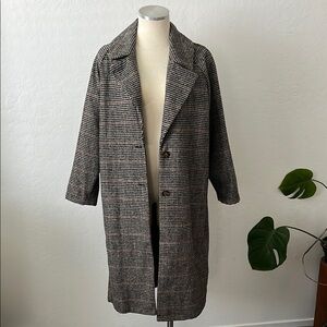 Chic Houndstooth Long Coat